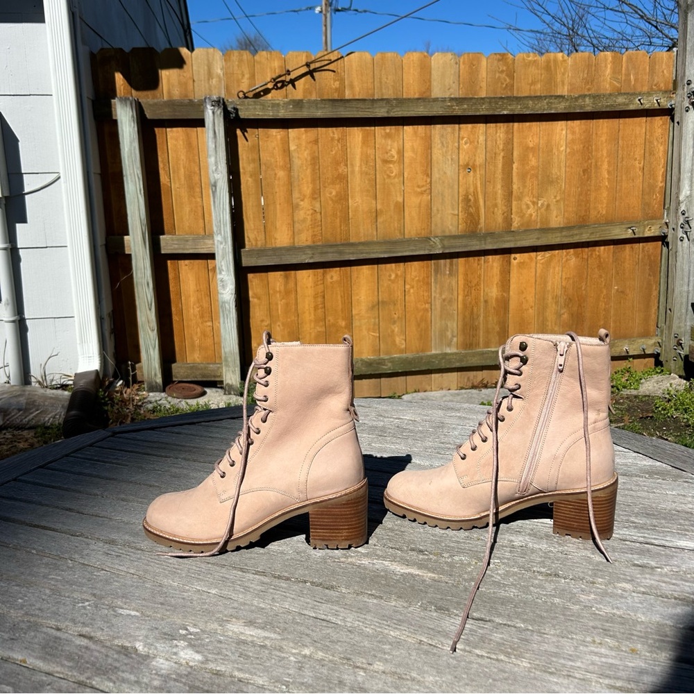 Seychelles‎ Lace Up Irresistible Leather Combat Boot Pink Nubuck 10
